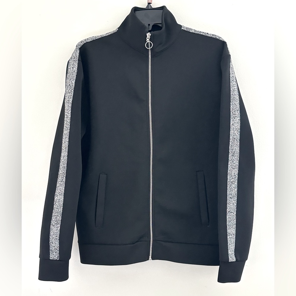 TOPMAN || Black Premium Black Full-Zip Sweatshirt. Sz. S